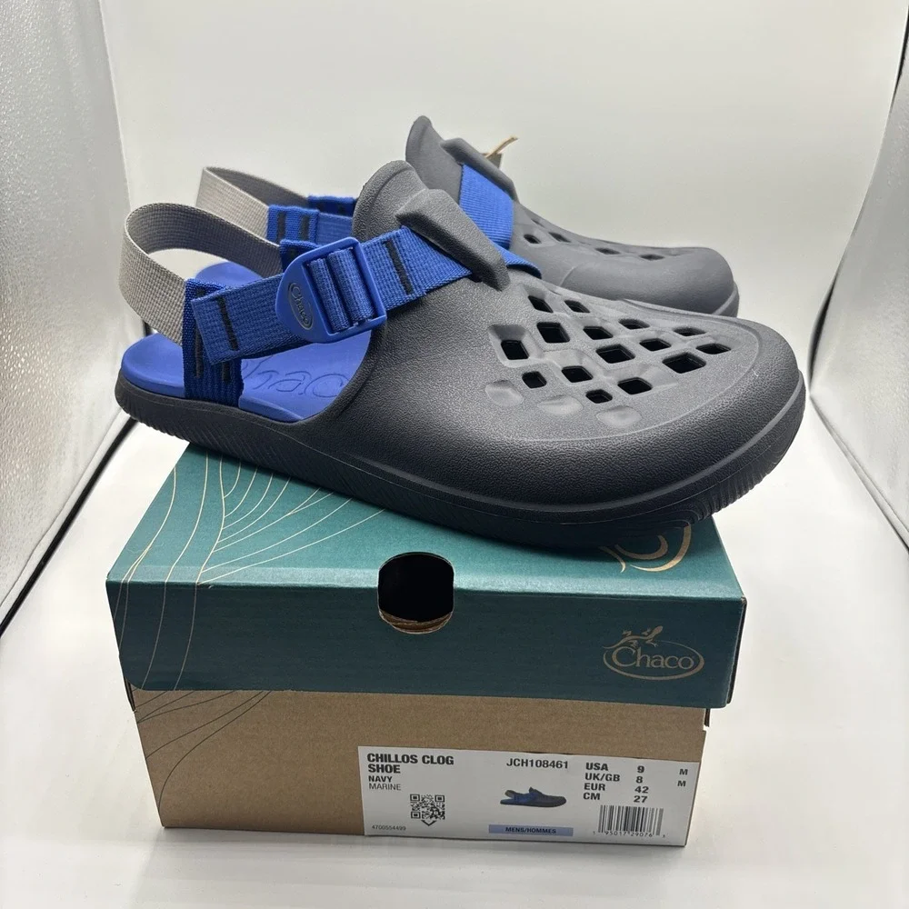 Chaco Chillos Clogs‎ Navy Men's Size 9 Slip-On Comfort Foam Sandals New